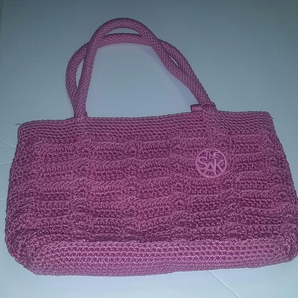 The sak crochet pink purse